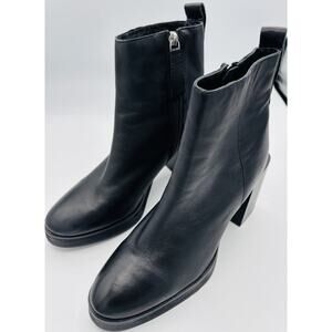 ASRA Black Leather Women’s Block Heel Ankle Boots Sz EU 39 US 8.5